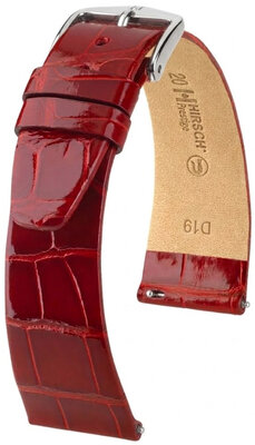 Кожена каишка Hirsch Prestige 02307120-2, червено, кожа от алигатор, Quick Release