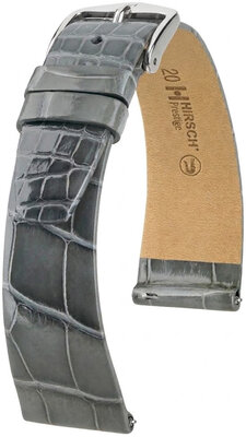 Кожена каишка Hirsch Prestige 02307130-2, сив, кожа от алигатор, Quick Release