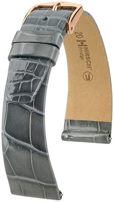 Кожена каишка Hirsch Prestige 02307130-7, сив, кожа от алигатор, Quick Release