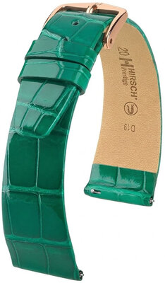 Кожена каишка Hirsch Prestige 02307140-7, зелен, кожа от алигатор, Quick Release