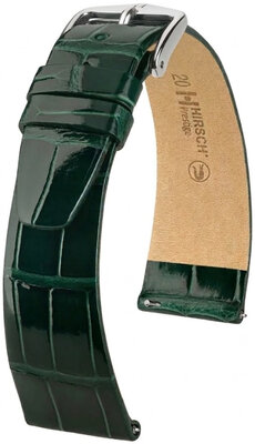 Кожена каишка Hirsch Prestige 02307141-2, зелен, кожа от алигатор, Quick Release