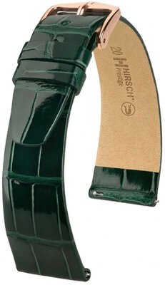 Кожена каишка Hirsch Prestige 02307141-7, зелен, кожа от алигатор, Quick Release
