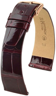 Кожена каишка Hirsch Prestige 02307160-7, червено, кожа от алигатор, Quick Release