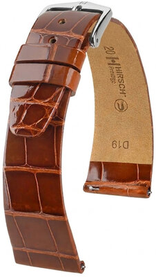 Кожена каишка Hirsch Prestige 02307170-2, кафяв, кожа от алигатор, Quick Release