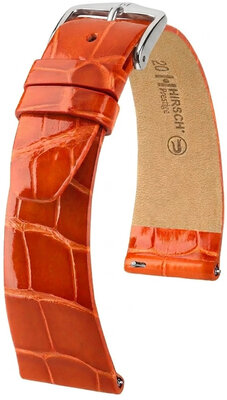 Кожена каишка Hirsch Prestige 02307177-2, оранжев, кожа от алигатор, Quick Release
