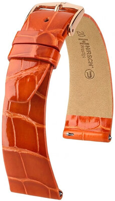 Кожена каишка Hirsch Prestige 02307177-7, оранжев, кожа от алигатор, Quick Release