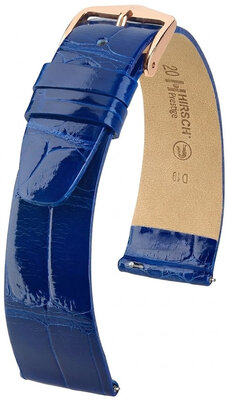 Кожена каишка Hirsch Prestige 02307182-7, синьо, кожа от алигатор, Quick Release