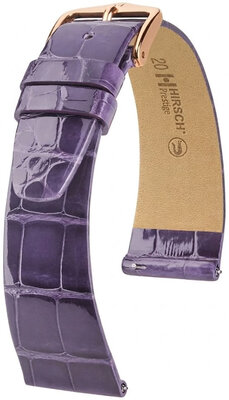 Кожена каишка Hirsch Prestige 02307184-7, лилаво, кожа от алигатор, Quick Release