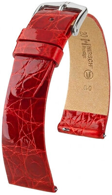 Кожена каишка Hirsch Prestige 02308120-2, червено, крокодилска кожа, Quick Release