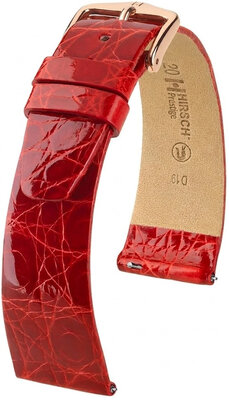 Кожена каишка Hirsch Prestige 02308120-7, червено, крокодилска кожа, Quick Release