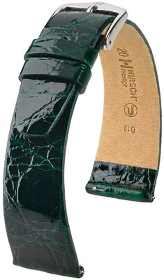 Кожена каишка Hirsch Prestige 02308140-2, зелен, крокодилска кожа, Quick Release