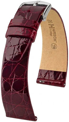 Кожена каишка Hirsch Prestige 02308160-2, червено, крокодилска кожа, Quick Release