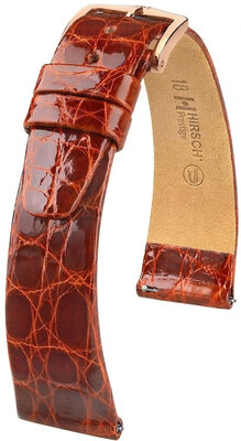 Кожена каишка Hirsch Prestige 02308170-7, кафяв, крокодилска кожа, Quick Release