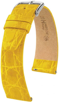 Кожена каишка Hirsch Prestige 02308172-2, жълт, крокодилска кожа, Quick Release