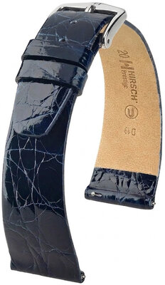 Кожена каишка Hirsch Prestige 02308180-2, синьо, крокодилска кожа, Quick Release