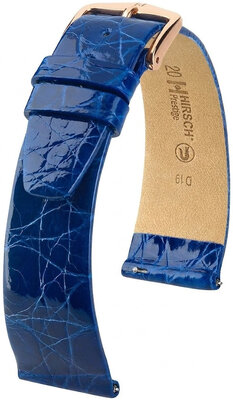 Кожена каишка Hirsch Prestige 02308185-7, синьо, крокодилска кожа, Quick Release