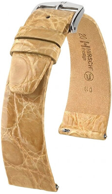 Кожена каишка Hirsch Prestige 02308190-2, бежов, крокодилска кожа, Quick Release