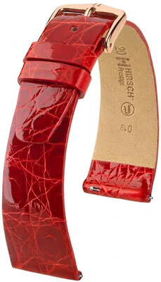 Кожена каишка Hirsch Prestige L 02208020-7, червена, крокодилска кожа, дължина L, Quick Release