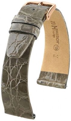 Кожена каишка Hirsch Prestige L 02208030-7, сива, крокодилска кожа, дължина L, Quick Release