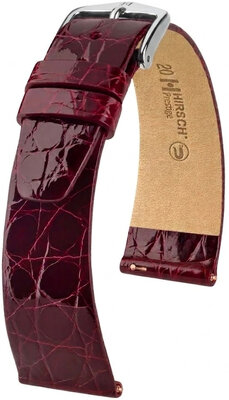 Кожена каишка Hirsch Prestige L 02208060-2, червена, крокодилска кожа, дължина L, Quick Release