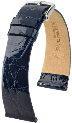 Кожена каишка Hirsch Prestige L 02208080-2, синя, крокодилска кожа, дължина L, Quick Release