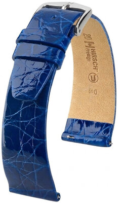 Кожена каишка Hirsch Prestige L 02208085-2, синя, крокодилска кожа, дължина L, Quick Release