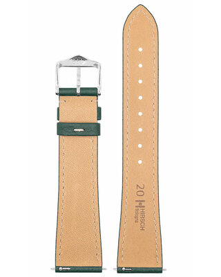 Кожена каишка Hirsch Bologna L 01802040-2, зелена, телешка кожа, дължина L, Quick Release