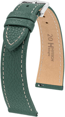 Кожена каишка Hirsch Bologna M 01802140-2, зелена, телешка кожа, дължина M, Quick Release
