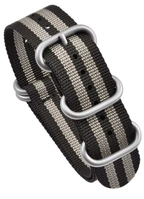 Текстилна каишка Ricardo Ravenna premium, Black/Gray, NATO