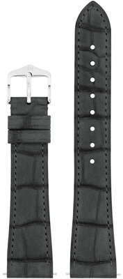 Кожена каишка Hirsch London Nubuk L 04277030-2, сива, алигаторска кожа, дължина L, Quick Release