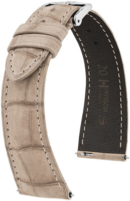 Кожена каишка Hirsch London Nubuk L 04277090-2, бежова, алигаторска кожа, дължина L, Quick Release