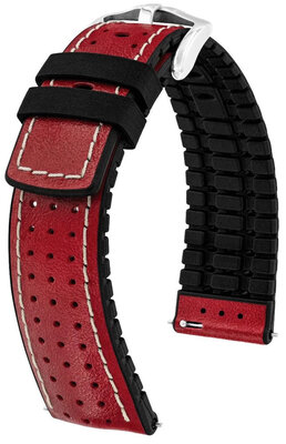 Кожена каишка Hirsch Tiger L 0915002020-2, червена, телешка кожа, дължина L, Quick Release