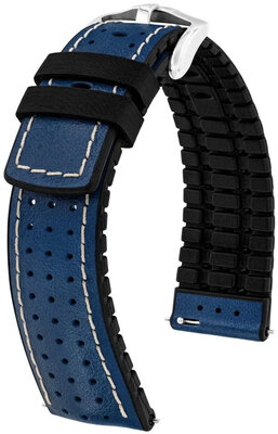 Кожена каишка Hirsch Tiger L 0915002080-2, синя, телешка кожа, дължина L, Quick Release