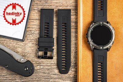 силиконова каишка Ricardo 26mm (за Garmin Fenix 8/7X/6X (51mm), Tactix и др.), черна, QuickFit